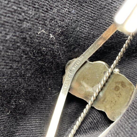 Auth Max C Navajo Turquoise Sterling Silver Southwest Bracelet 6" 7" OPEN SIGNED - Picture 3 of 7